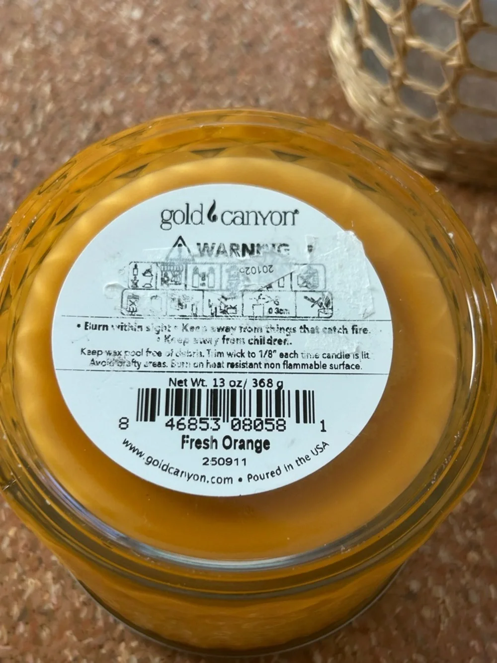 Gold Canyon Fresh Orange 3 Wick 13 Oz. Jar Candle. Never Burned. Retired